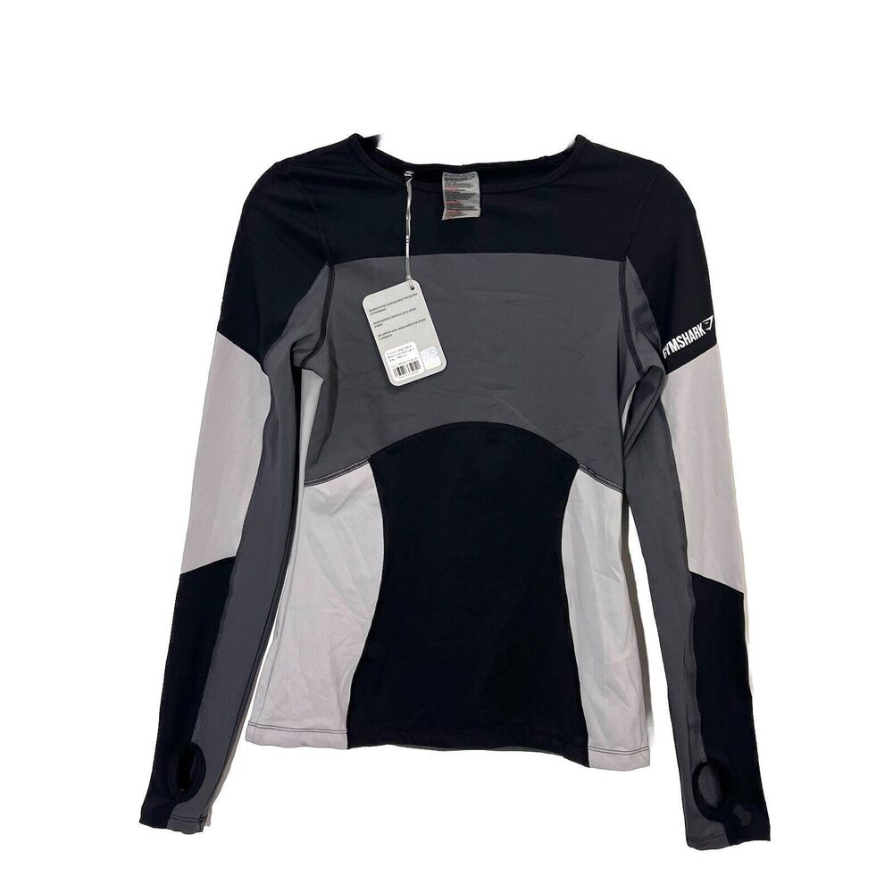 Gym Shark Long‎ Sleeve Shirt Women’s M Stretch Athletic Color Block